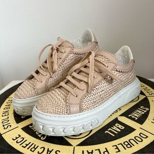 Casadei Woven Leather Low Top Platform Sneakers Italy Women’s Size 38.5 US 8.5
